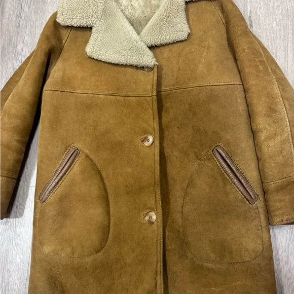 Vintage Taube Collection London Size Beige Brown Shearling Sheepskin Coat Medium - Picture 3 of 10